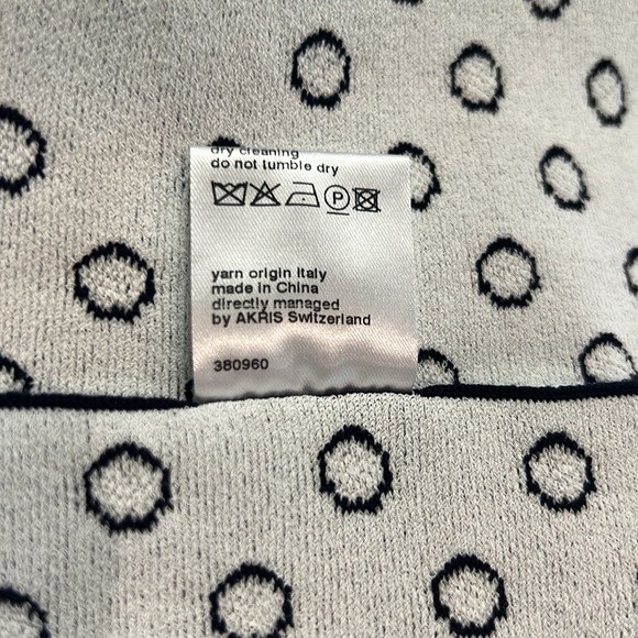 Akris Punto Short Sleeve Navy Dot Jacquard Scuba Fit and Flare Dress - Picture 10 of 15